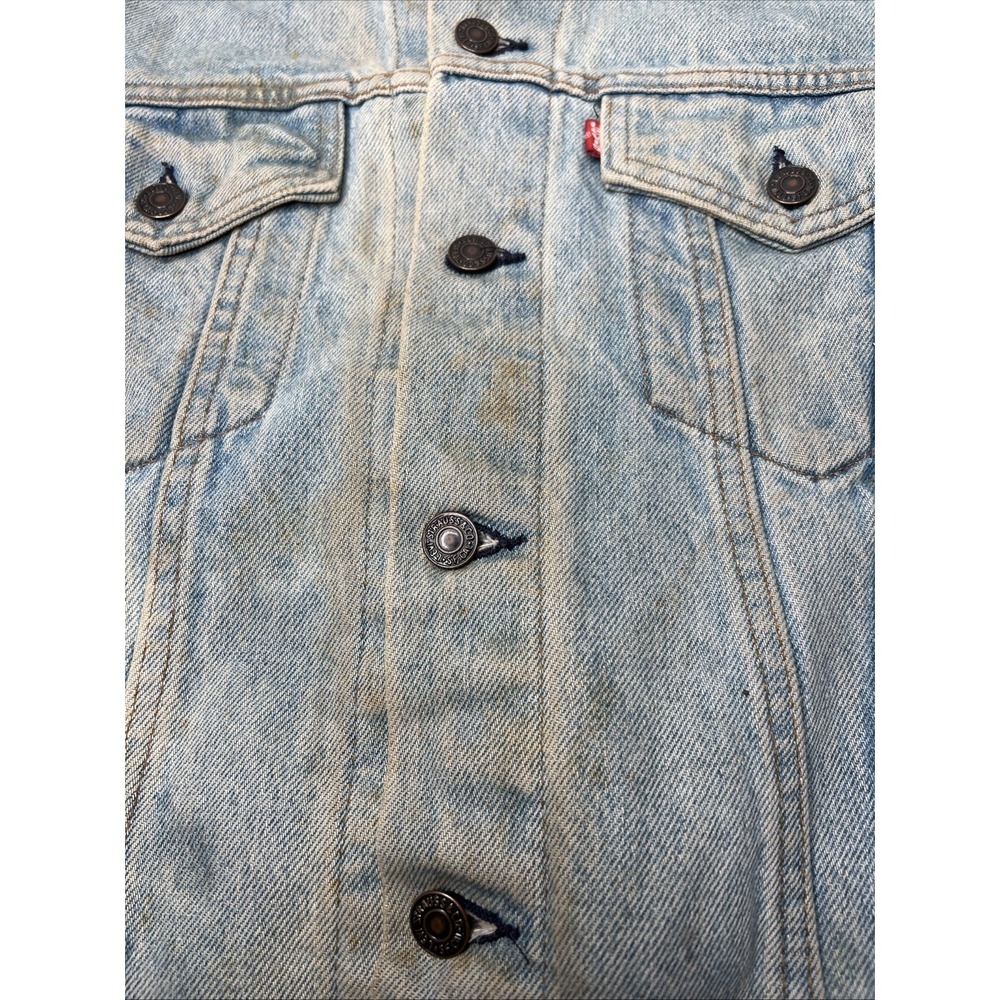 Levi's VTG 70s Denim Trucker Jacket Sz 44 Type 3 70505 0214 Light Wash Thrashed! - Picture 10 of 16